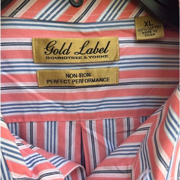 Roundtree & Yorke Gold Label Non Iron Mens Long Sleeve Button Down Shirt XL - Picture 3 of 5
